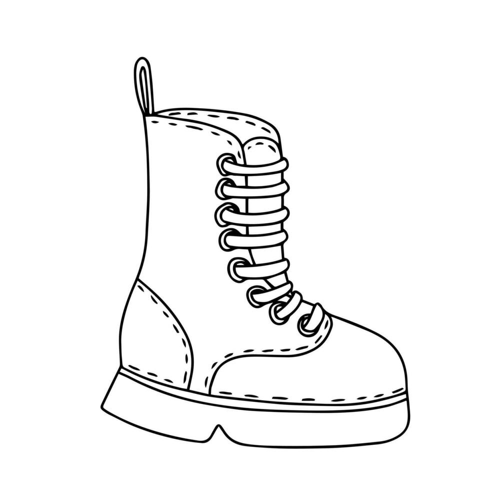 Hand gezeichnet Gekritzel Leder Stiefel Vektor Illustration