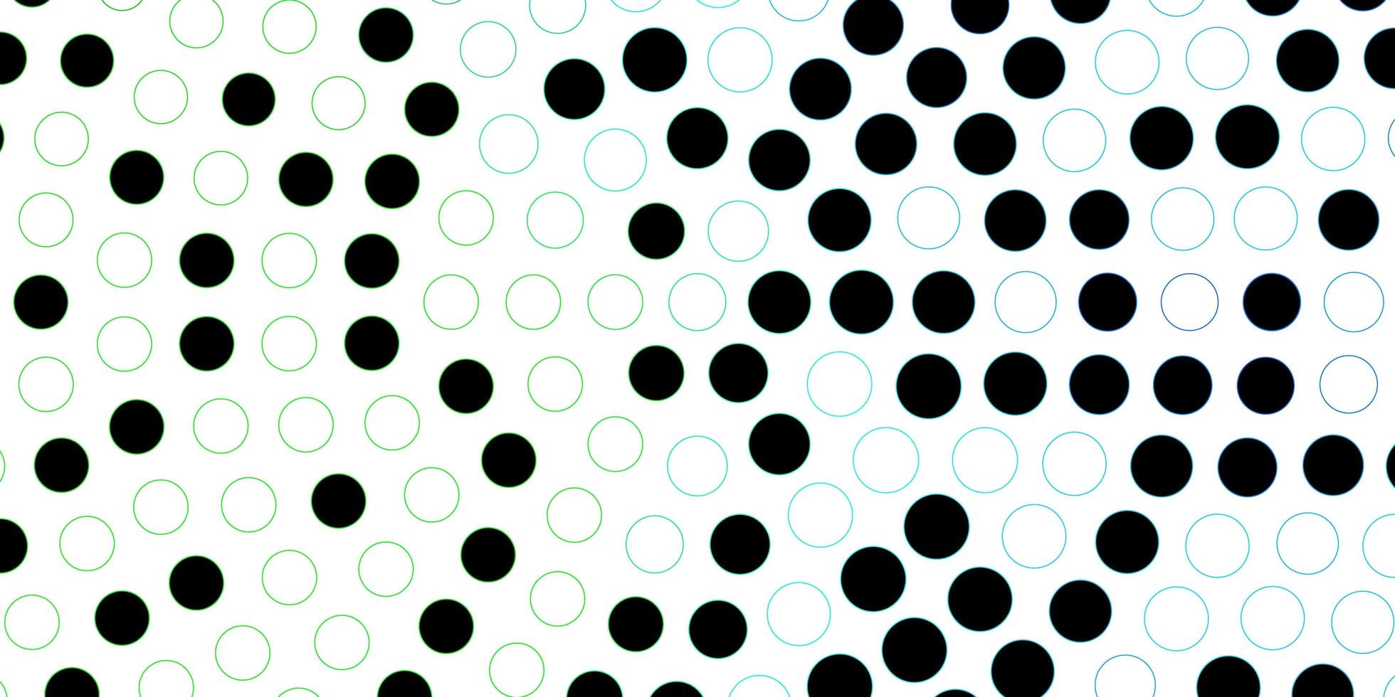 mörkblå, grön vektorbakgrund med prickar. illustration med uppsättning lysande färgglada abstrakta sfärer. mönster för broschyrer, broschyrer. vektor