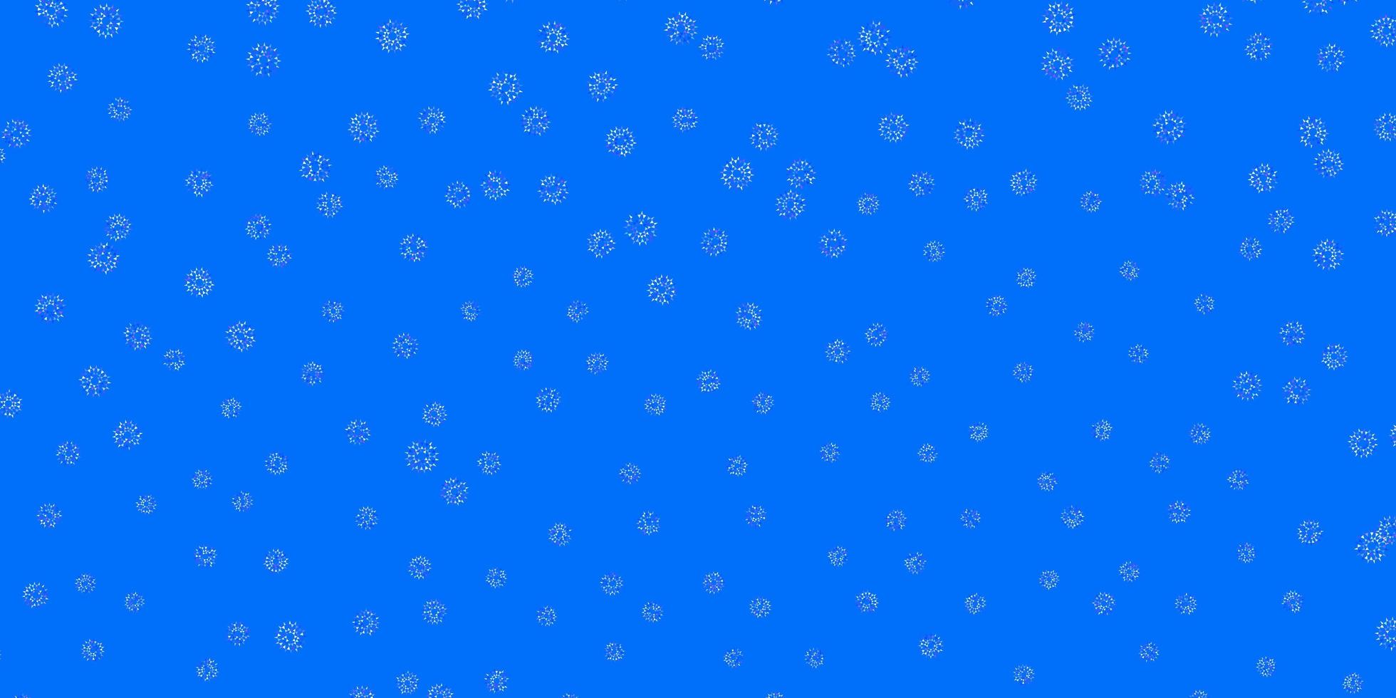 ljusrosa, blå vektor doodle mönster med blommor.
