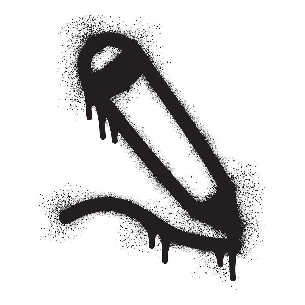penna ikon graffiti med svart spray måla vektor