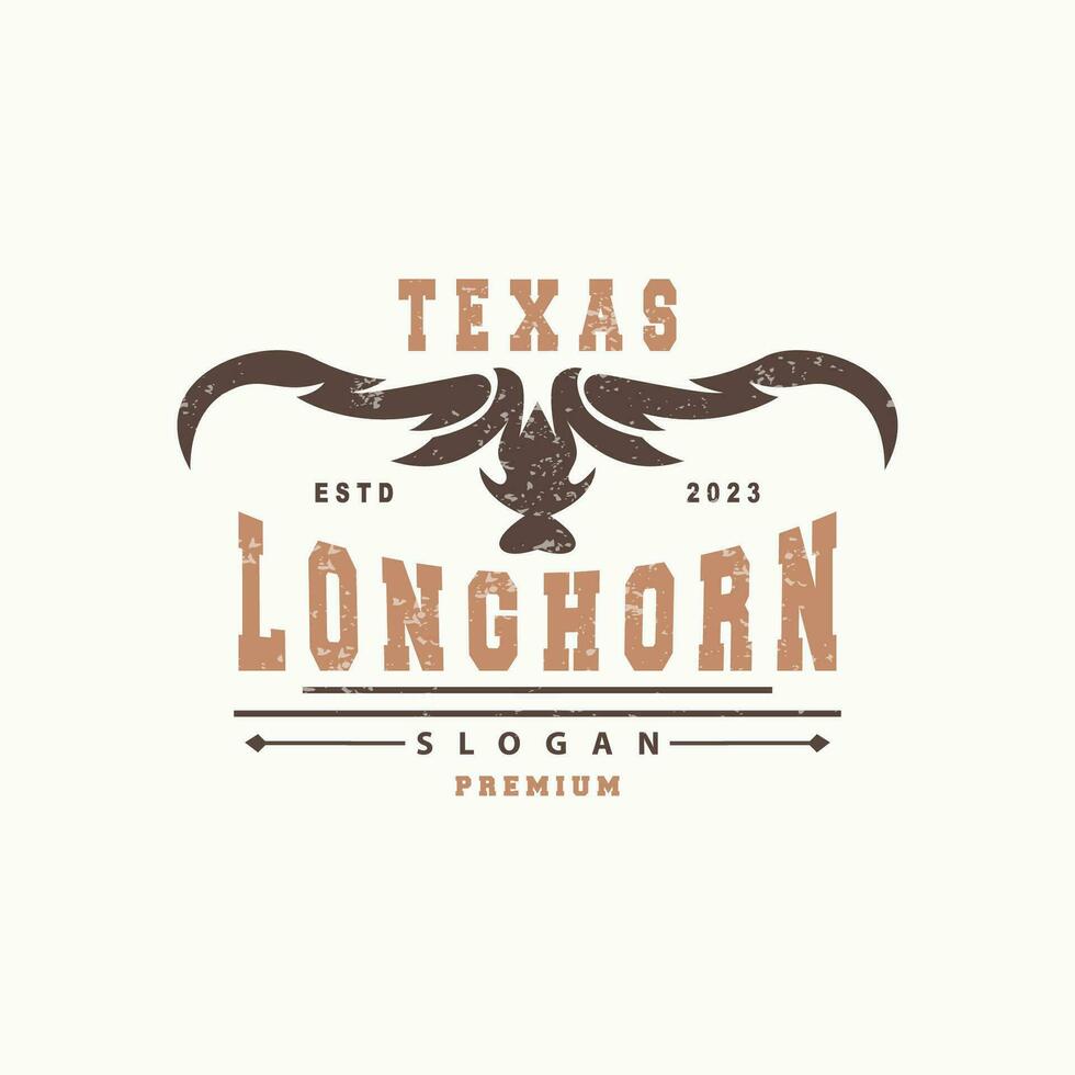 Longhorn Tier Logo Design, Bauernhof retro Jahrgang Horn minimalistisch einfach Vorlage Illustration vektor