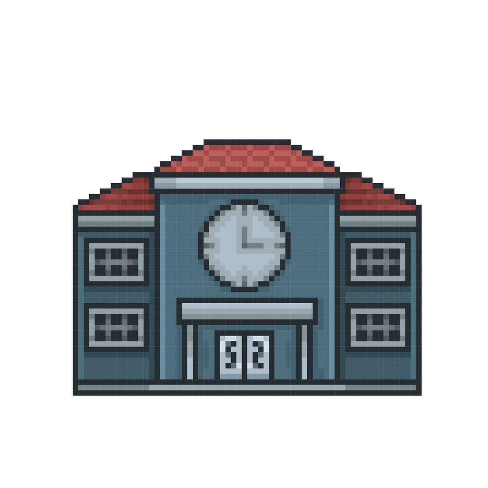 Stadt, Dorf Gebäude im Pixel Kunst Stil vektor