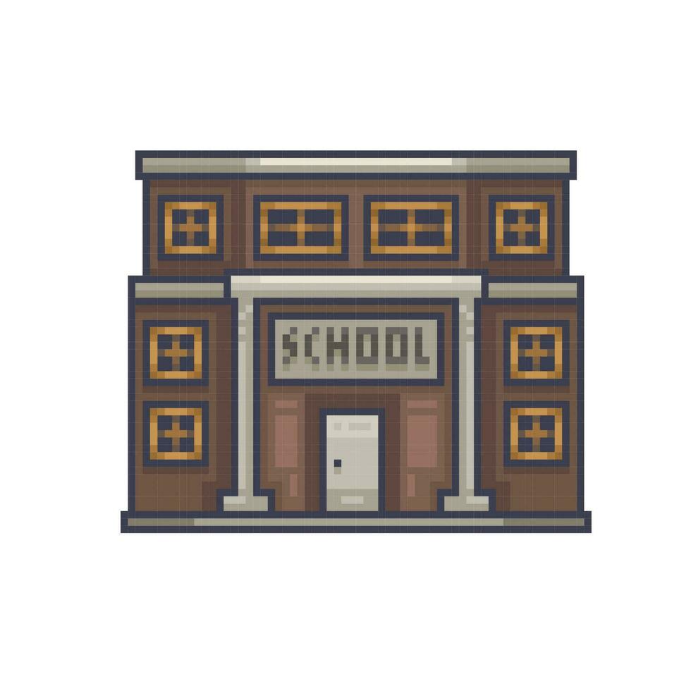 Schule Gebäude im Pixel Kunst Stil vektor