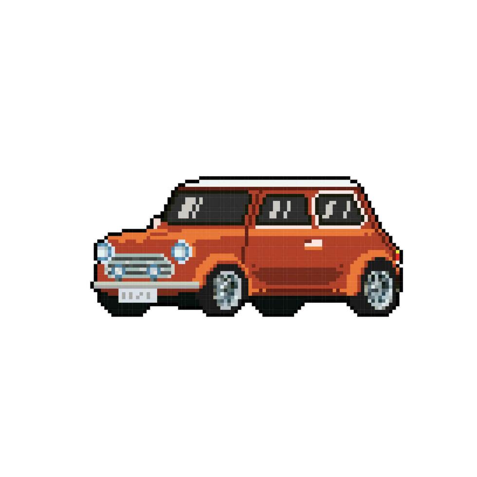 orange bil i pixel konst stil vektor