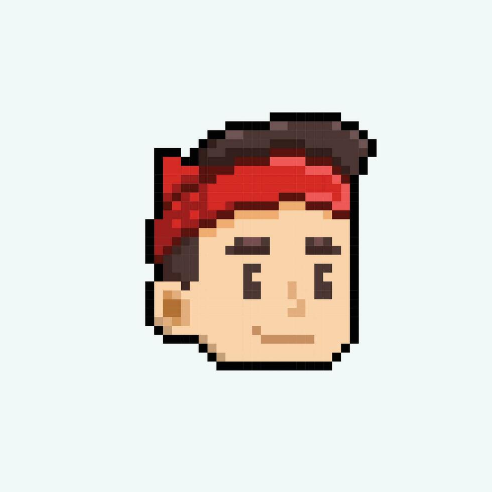 männlich Kopf tragen rot Bandana im Pixel Kunst Stil vektor