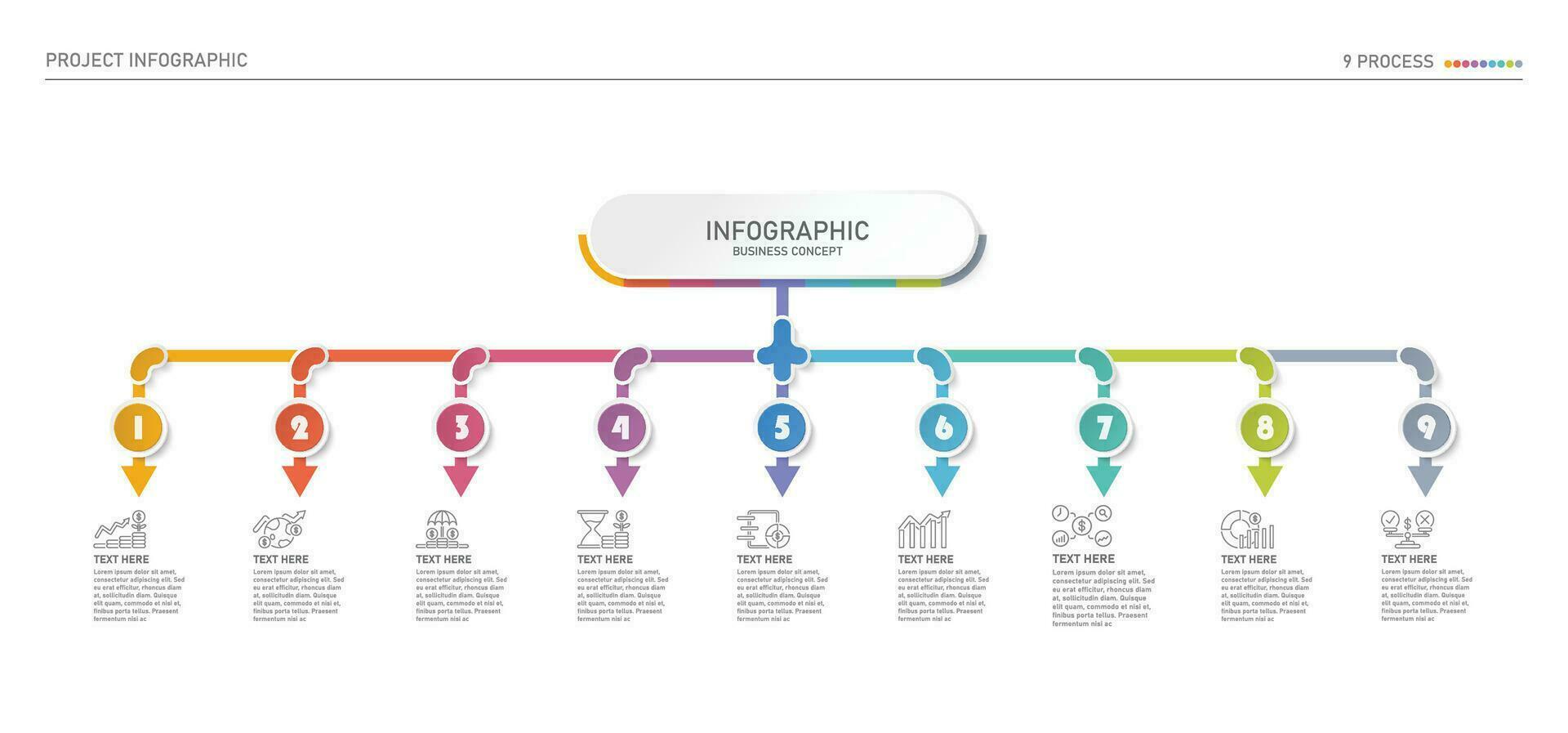 infographic bearbeta design med ikoner och 9 alternativ eller steg. vektor