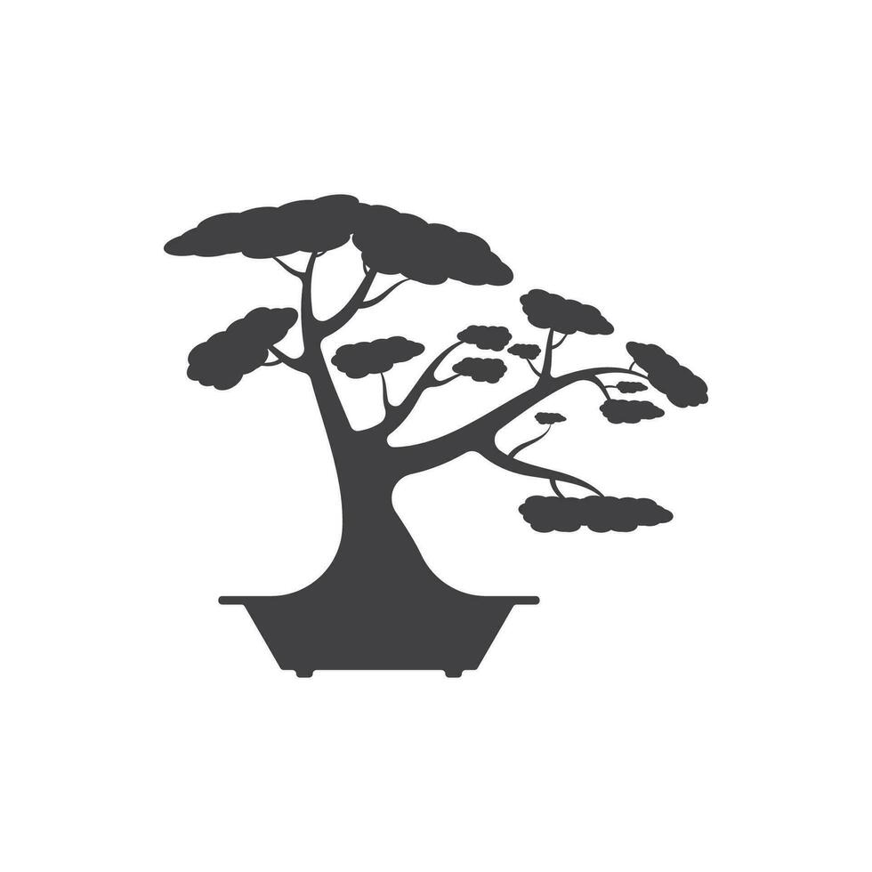 bonsai logotyp design. japansk mini små växt träd silhuett logotyp design vektor