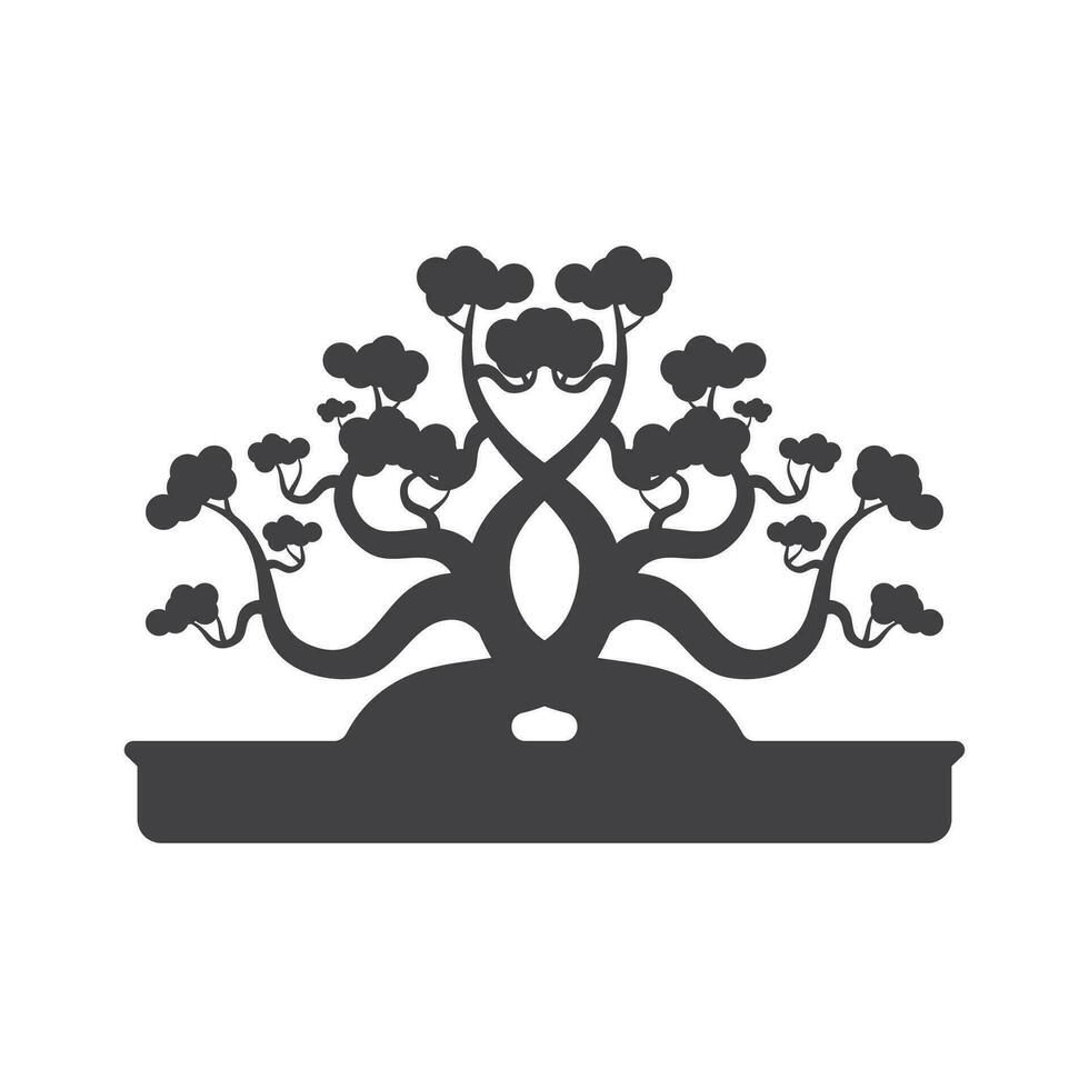 bonsai logotyp design. japansk mini små växt träd silhuett logotyp design vektor