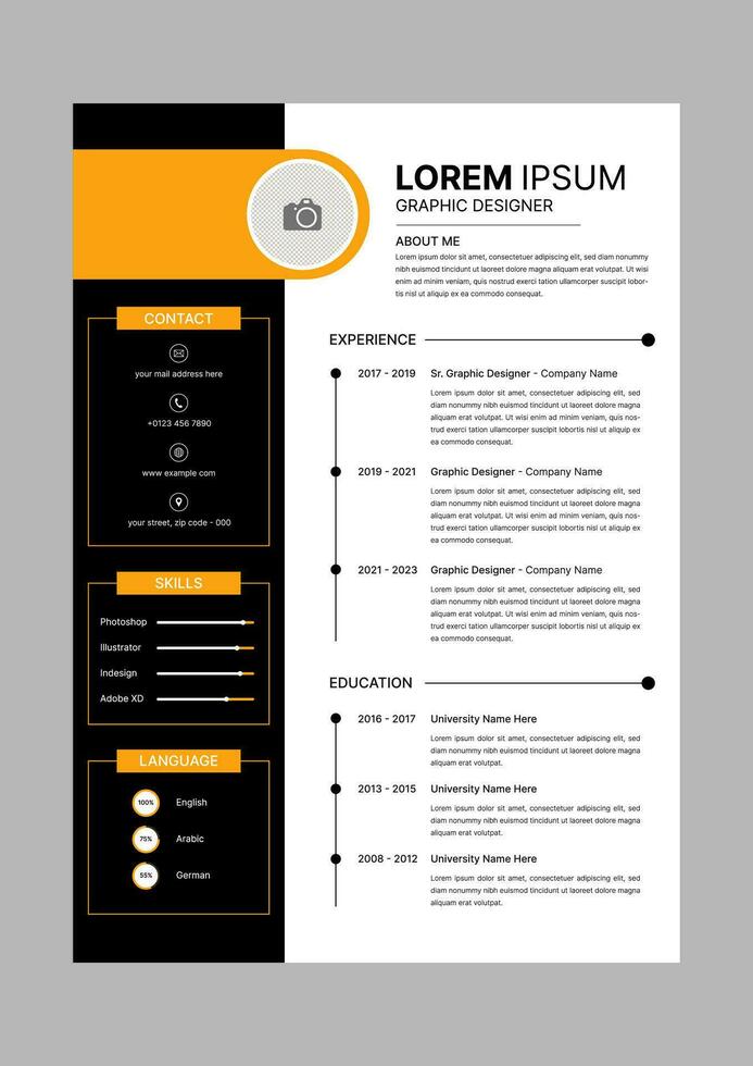 professionell CV återuppta mall design vektor minimalistisk