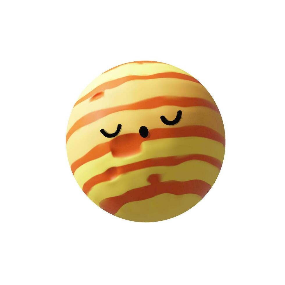 3d framställa Jupiter karaktär. söt planet i sol- systemet, mjölkig sätt galax. vektor illustration på astronomi i lera stil för ungar, barn utbildning. sömnig maskot handla om universum