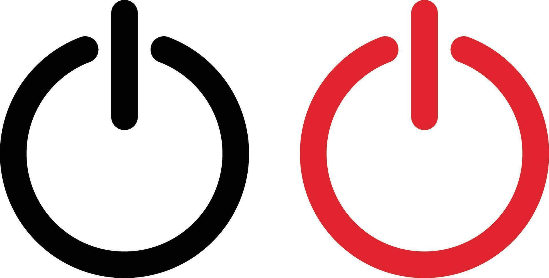 schwarz und rot Leistung Symbole . Herunterfahren Symbol Vektor isoliert auf Weiß Hintergrund
