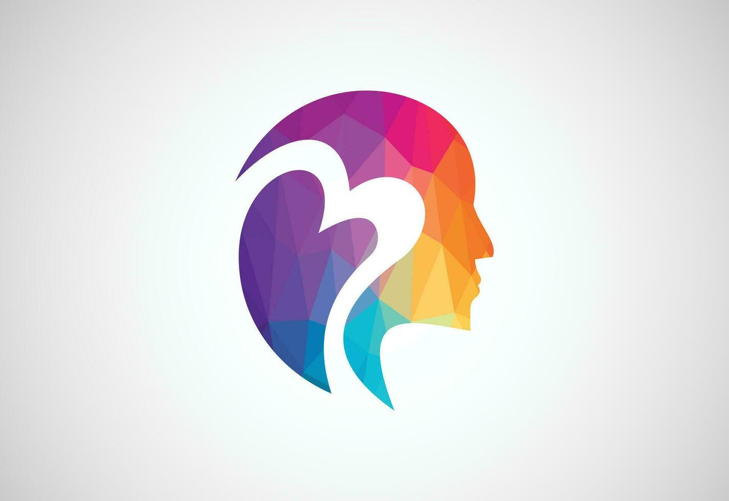 niedrig poly und kreativ Mensch Verstand Gehirn Technologie Logo Design, Vektor Design Konzept