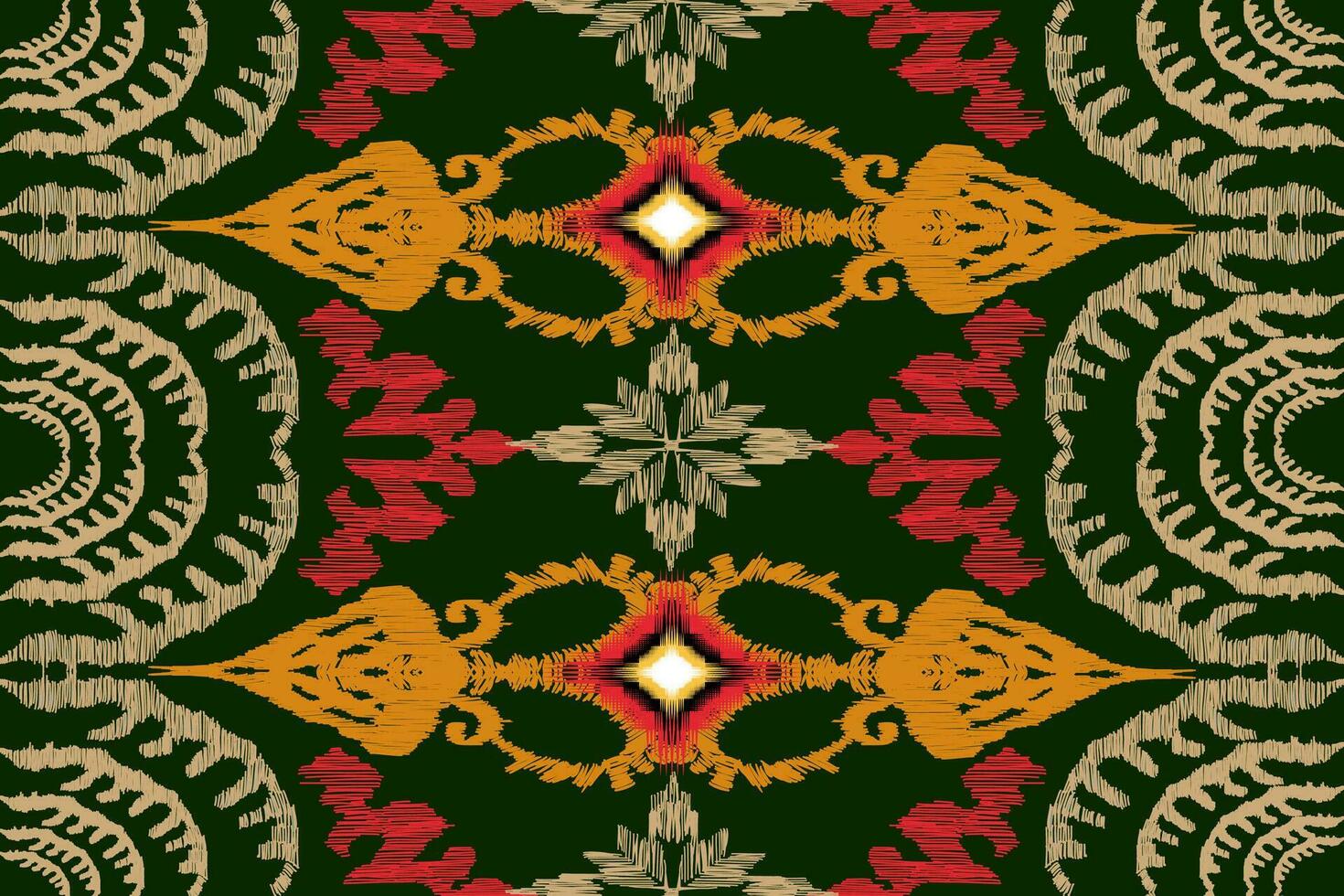 ikat blommig paisley broderi på svart bakgrund.geometrisk etnisk orientalisk mönster traditionell.aztec stil abstrakt vektor illustration.design för