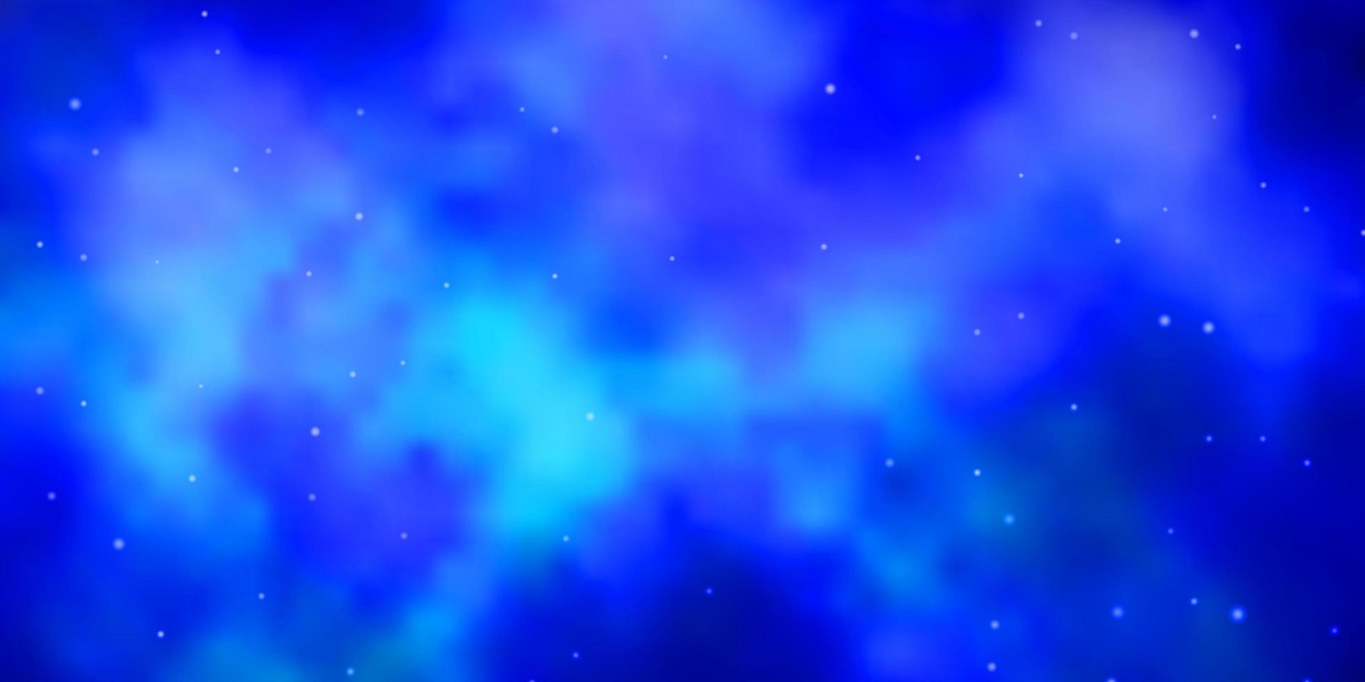 dunkelblaue Vektorvorlage mit Neonsternen. leuchtende bunte Illustration mit kleinen und großen Sternen. Muster zum Verpacken von Geschenken. vektor