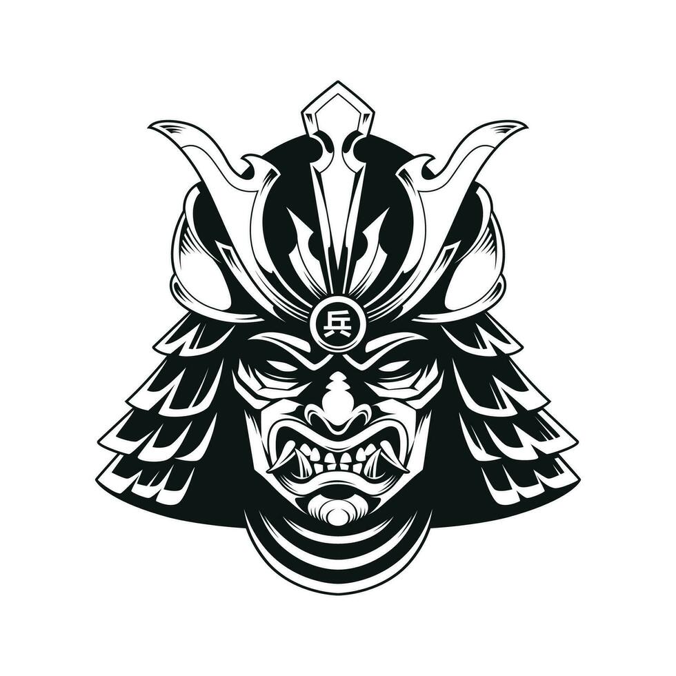 Samurai Maske Vektor bw isoliert
