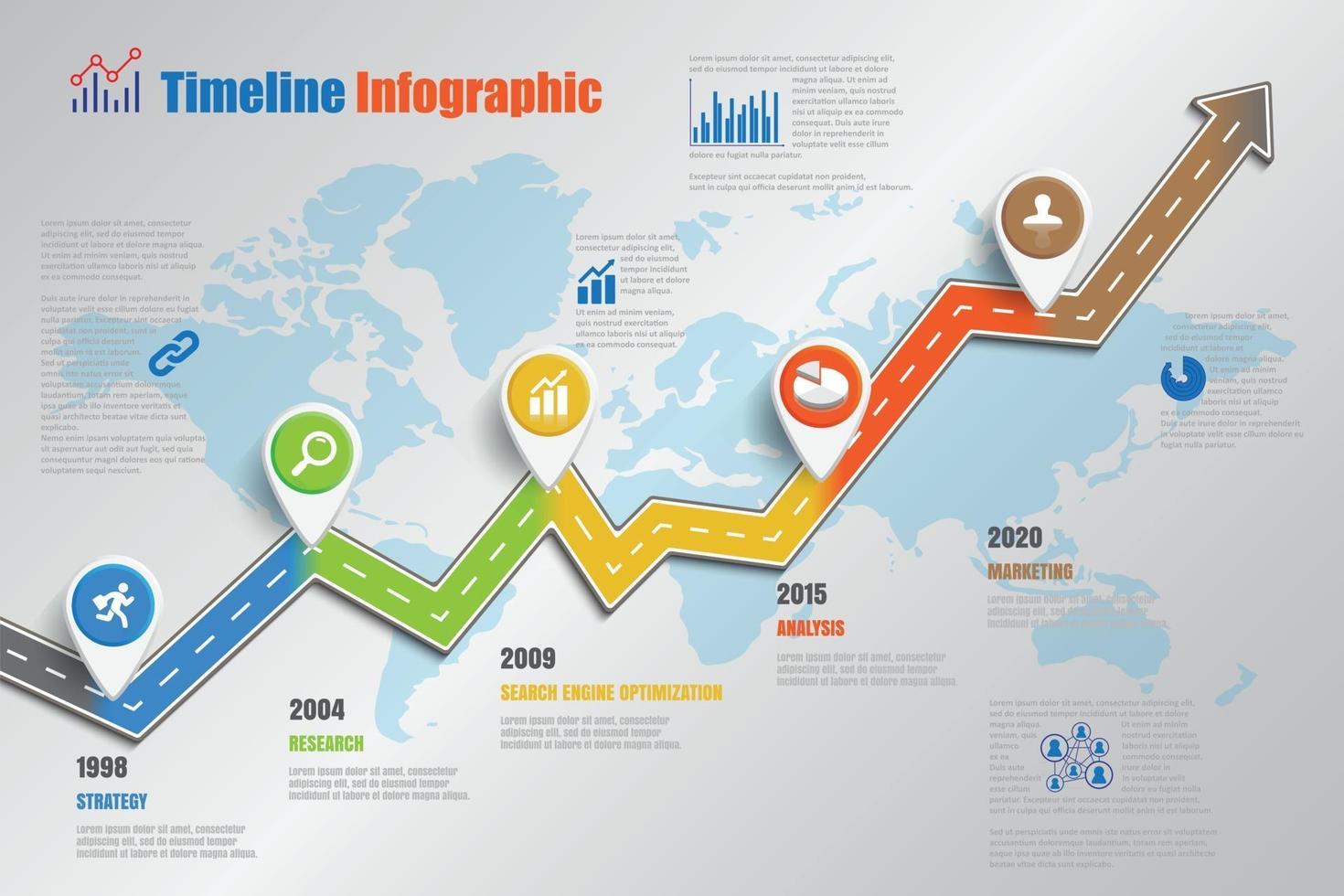 Business Roadmap Timeline Infografik Symbole für abstrakte Hintergrundvorlage Element moderne Diagramm Prozess Webseiten Technologie digitale Marketingdaten Präsentation Diagramm Vektor-Illustration entworfen vektor