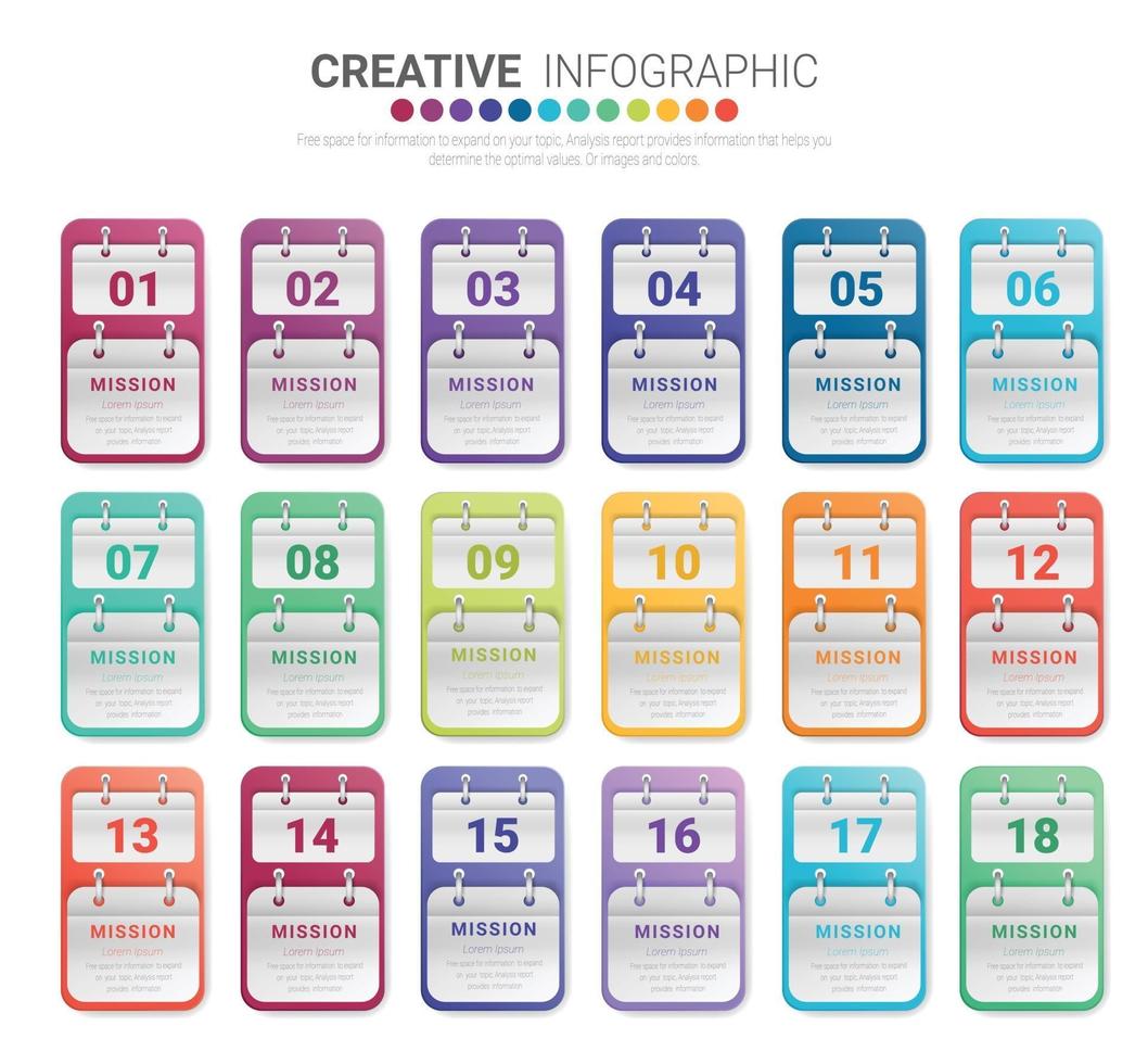 Infografik-Design-Vorlage mit Nummern 18 Option vektor