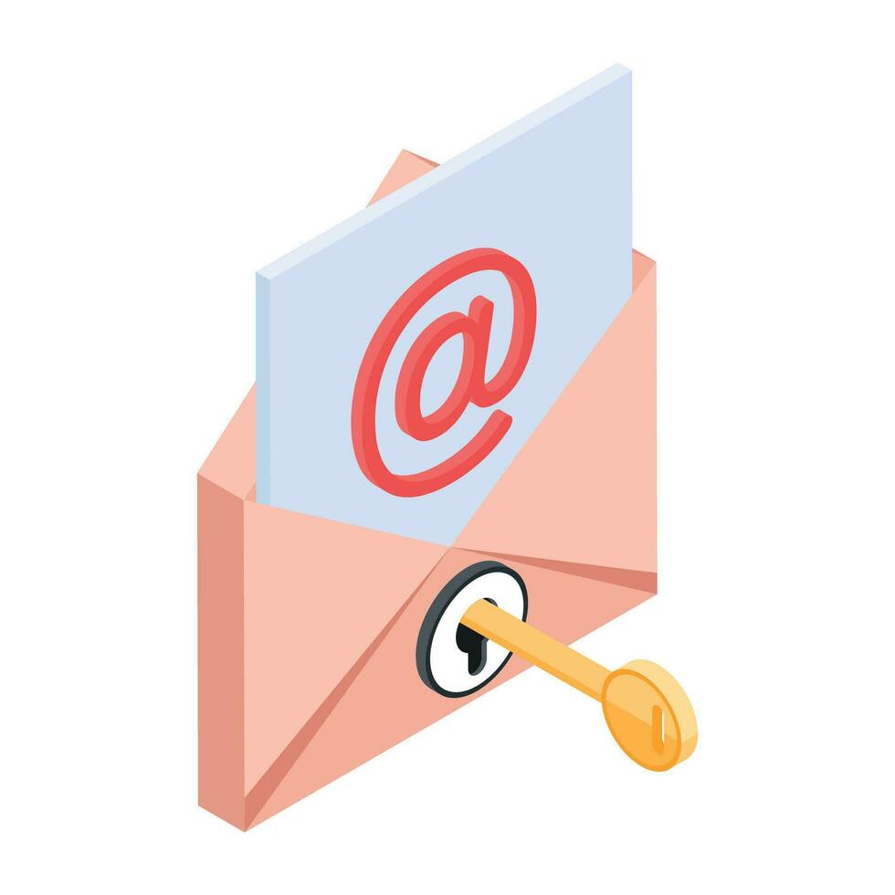 einzigartig isometrisch Symbol von Email Zugriff vektor