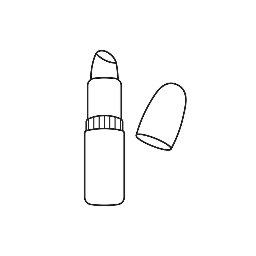 Hand gezeichnet Kinder Zeichnung Karikatur Vektor Illustration Lippenstift Symbol isoliert auf Weiß Hintergrund