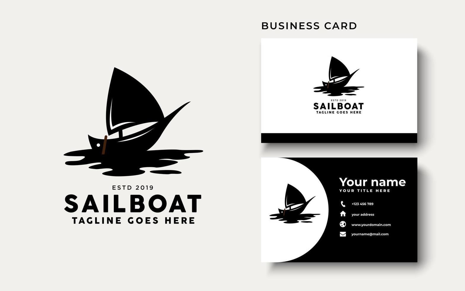 Segelboot mit Sonnenuntergang Logo Design InspirationSegelboot mit Sonnenuntergang Logo Design Inspiration vektor