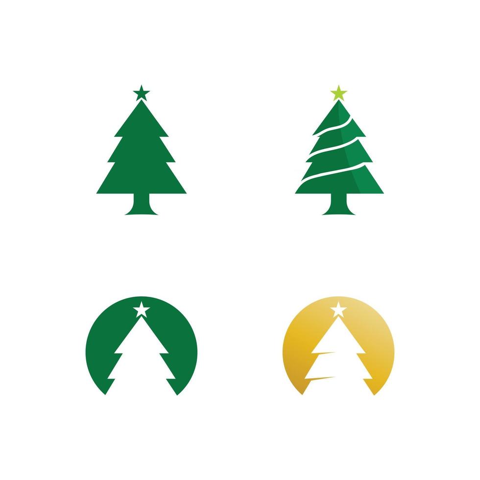 Kiefern-Logo-Icon-Set Frohe Weihnachten-Vektor-Symbol-Logo und Design-Schnee-Logo-Grafik vektor