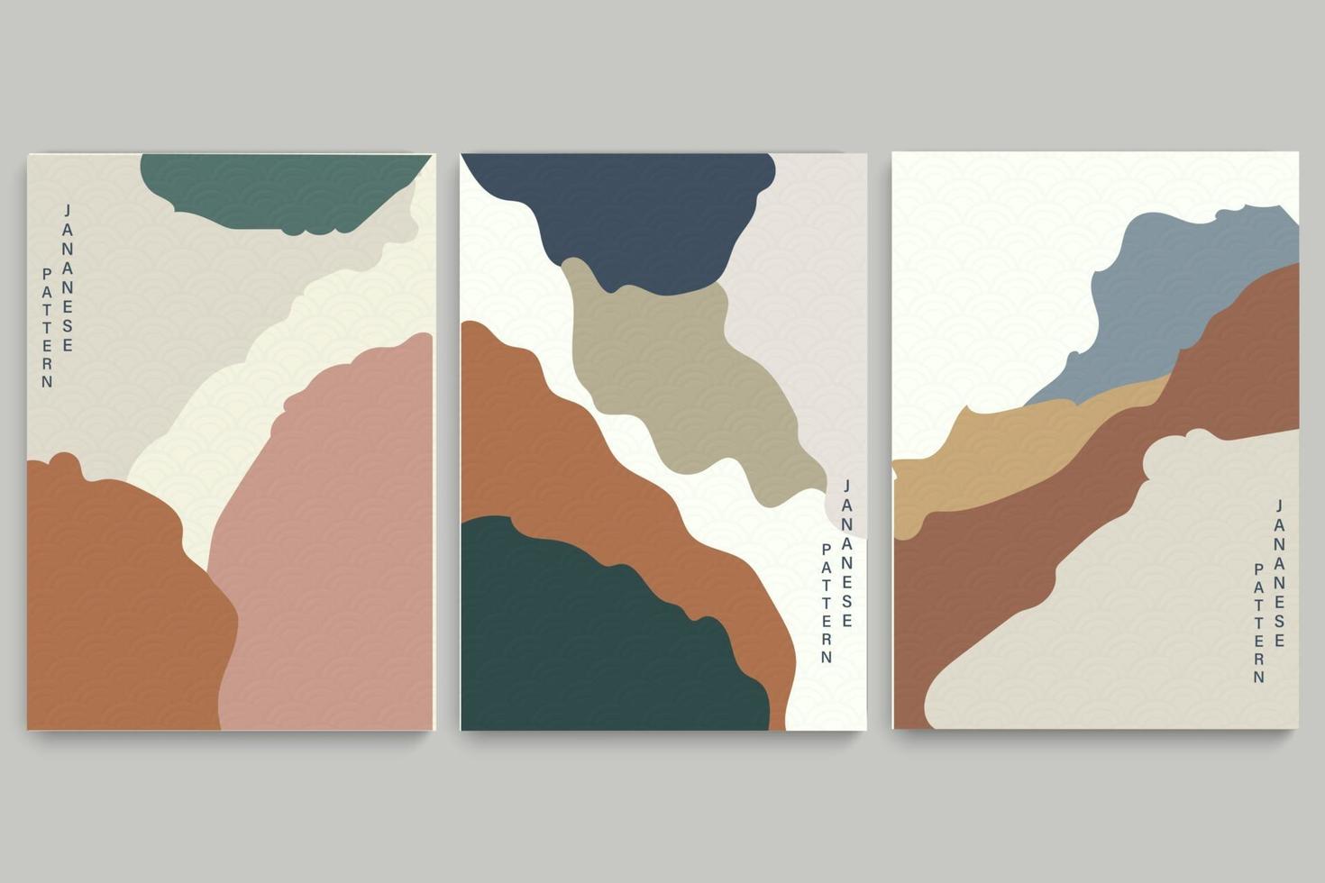 japanischer Hintergrund mit handgezeichnetem Wellenvektor. abstrakte Vorlage mit geometrischem Muster. Bergplandesign im orientalischen Stil. vektor