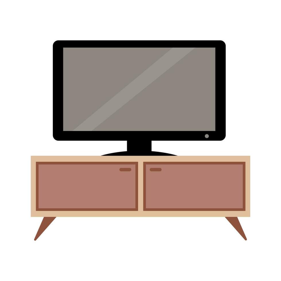 Fernseher auf das Nachttisch. Design zum Zimmer Innere. vektor