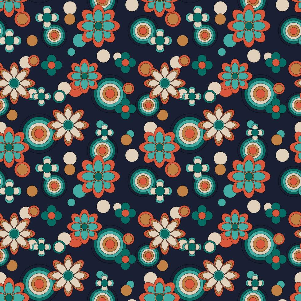 Grooviges psychedelisches Muster der abstrakten Blume. vektor