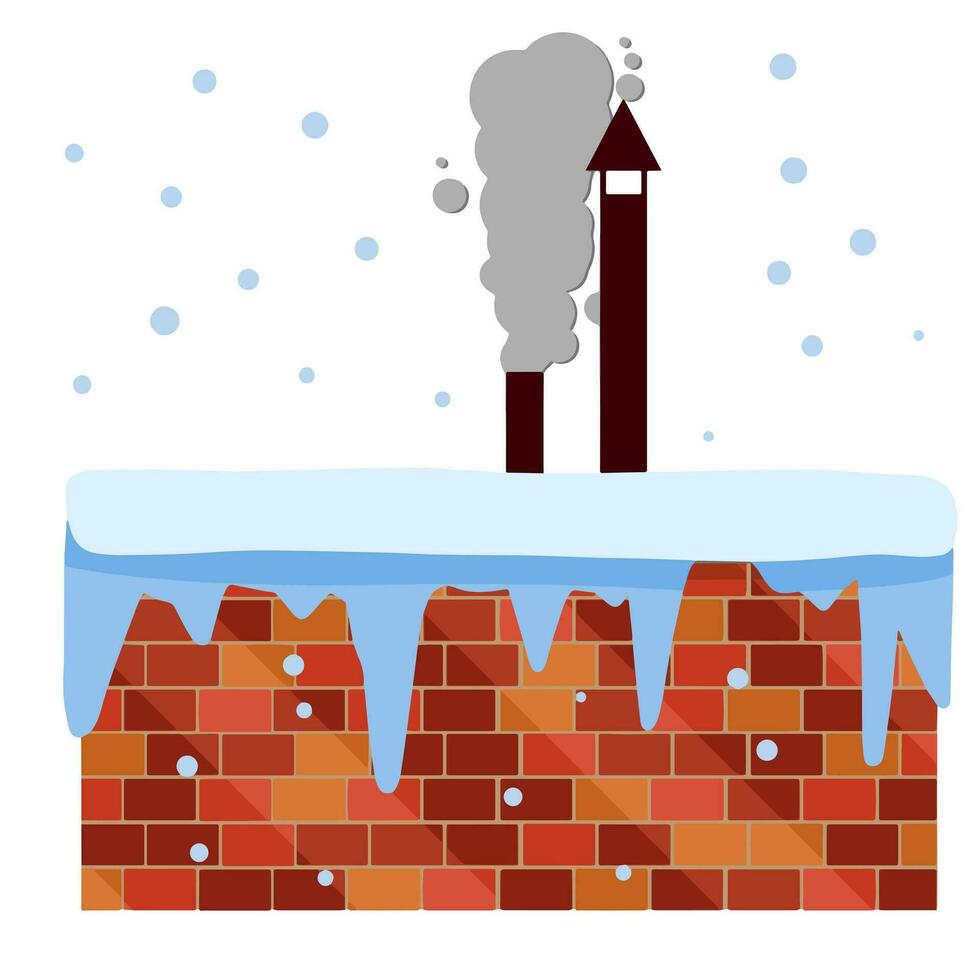 vinter- tak. tegel vägg med snö och skorsten. element av en hus och byggnad. snöfall och kall väder. platt tecknad serie. jul dekoration vektor