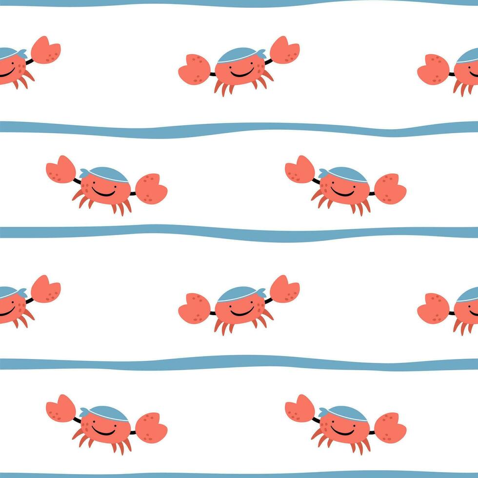 komisch Krabbe nahtlos Muster. Ideal zum Baby Drucke, Kindergarten Dekor, Hintergrund, Verpackung Papier, Schreibwaren, Scrapbooking, usw. vektor