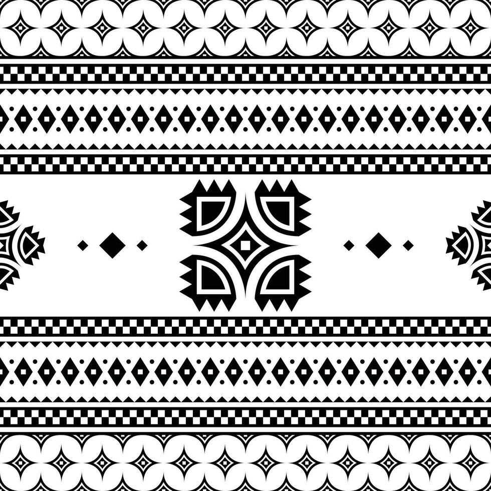 etnisk geometrisk skriva ut. traditionell sömlös abstrakt mönster. aztec navajo stam- stil. svart och vit färger. design för textil, tyg, Kläder, ridå, matta, prydnad, bakgrund. vektor