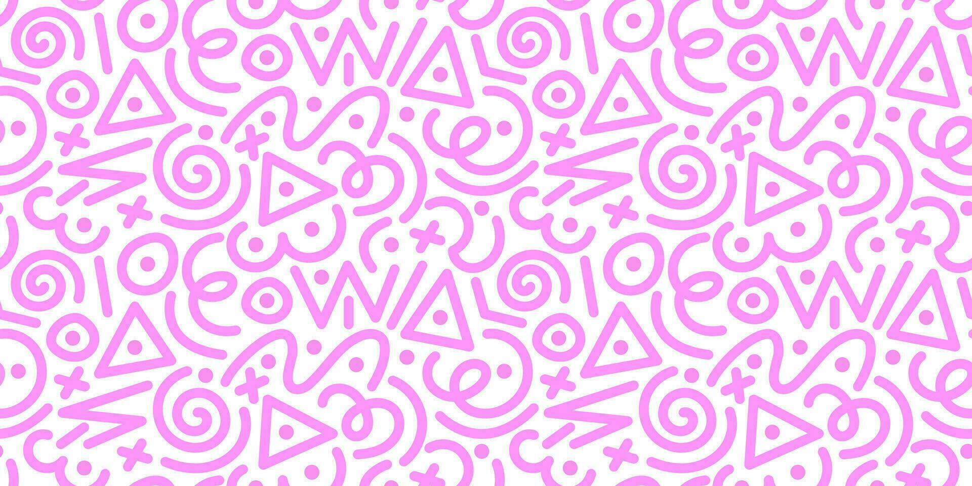 söt rosa sömlös mönster med olika rader och former. upprepa mönster i 90s stil för omslag papper, design. vektor stock illustration isolerat på vit bakgrund.