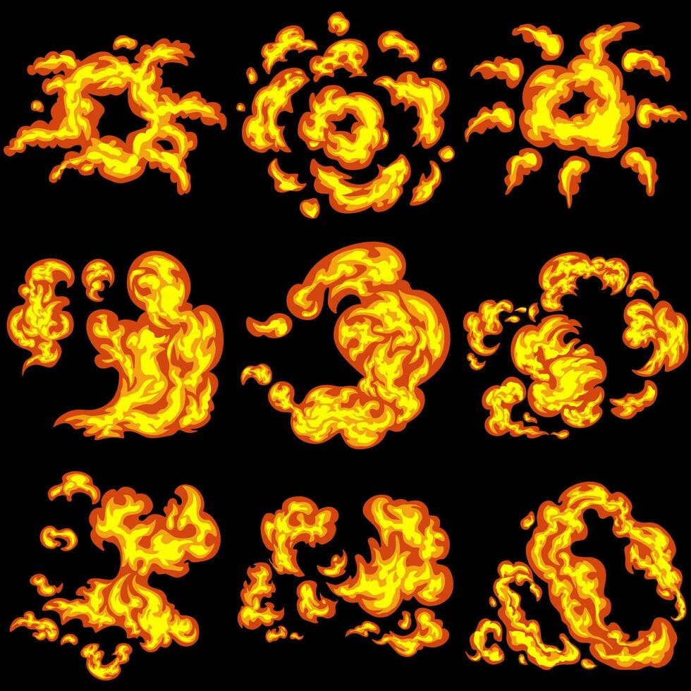 kostenlos Vektor verschiedene Typen von Rauch und Feuer Explosionen