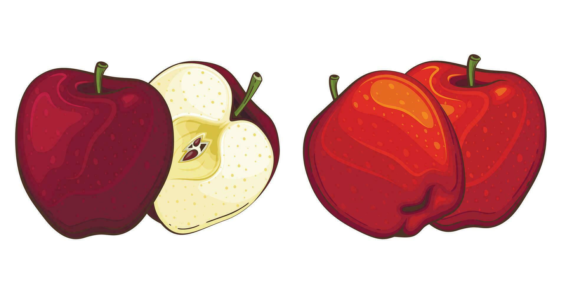 äpple isolerat vektor illustration. frukt färgrik illustrationer isolerat på vit bakgrund. frukt samling.