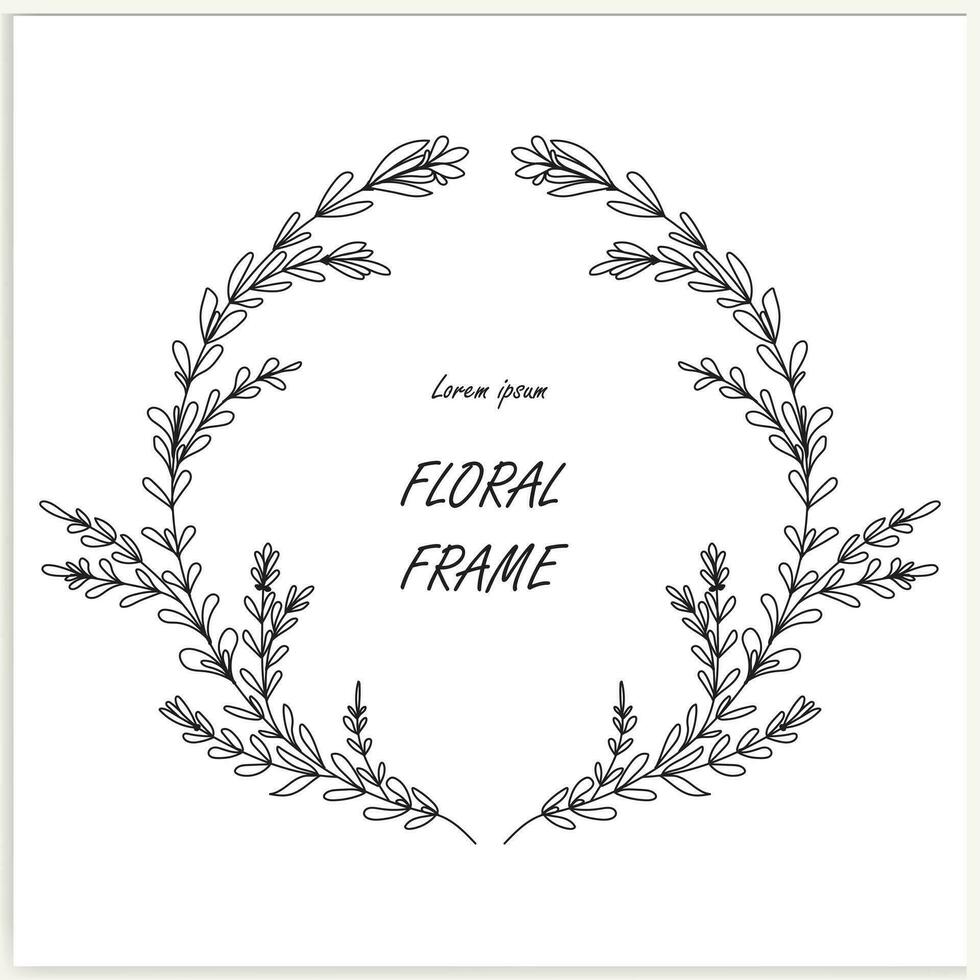 handgemalt Blumen- Frames mit Blumen, Geäst, und Blätter. Kranz. elegant Logo Vorlage. Vektor Illustration zum Etiketten, branding Geschäft Identität, und Hochzeit Einladungen.