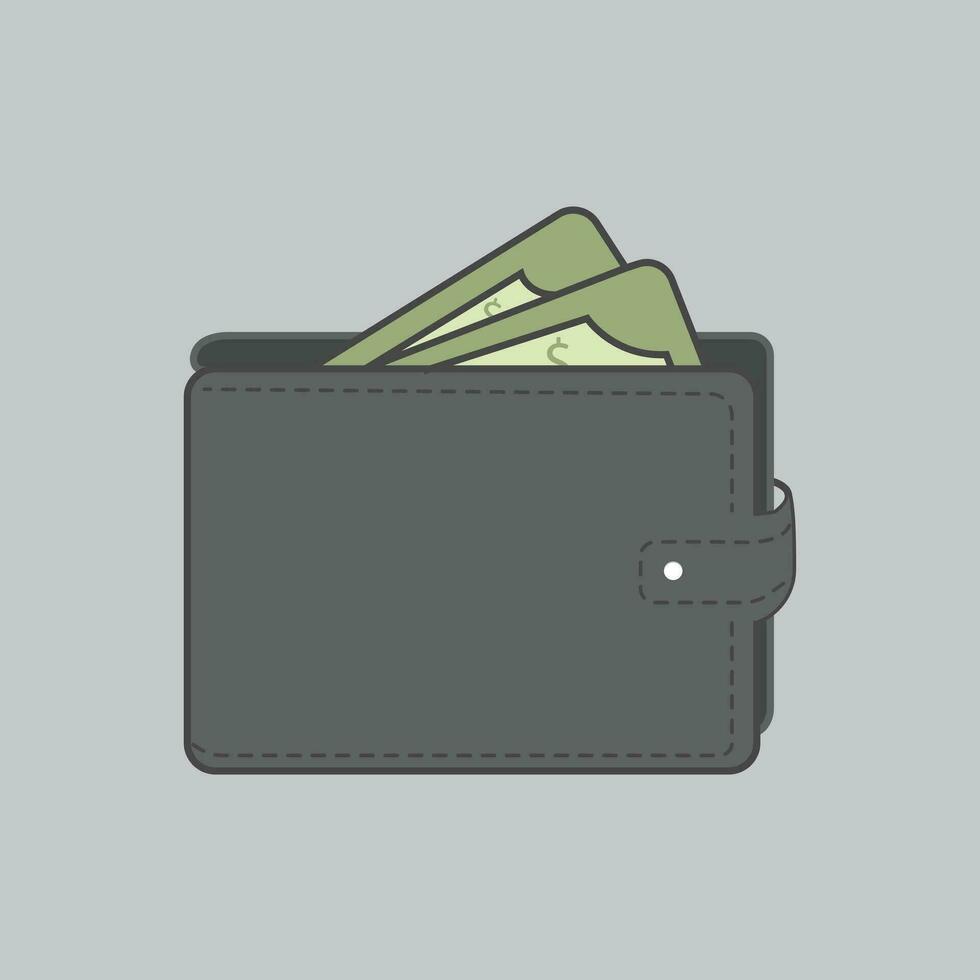 plånbok ikon i trendig platt stil isolerat på grå bakgrund. plånbok symbol för din webb webbplats design, logotyp, app, ui. vektor illustration, eps10.plånbok. läder plånbok och dollar. vektor illustration.