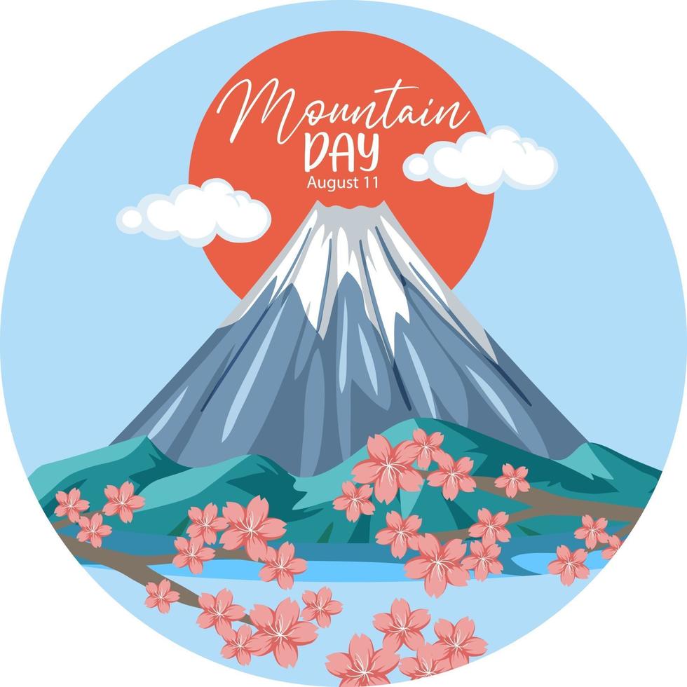 Mountain Day Banner mit Mount Fuji isoliert vektor