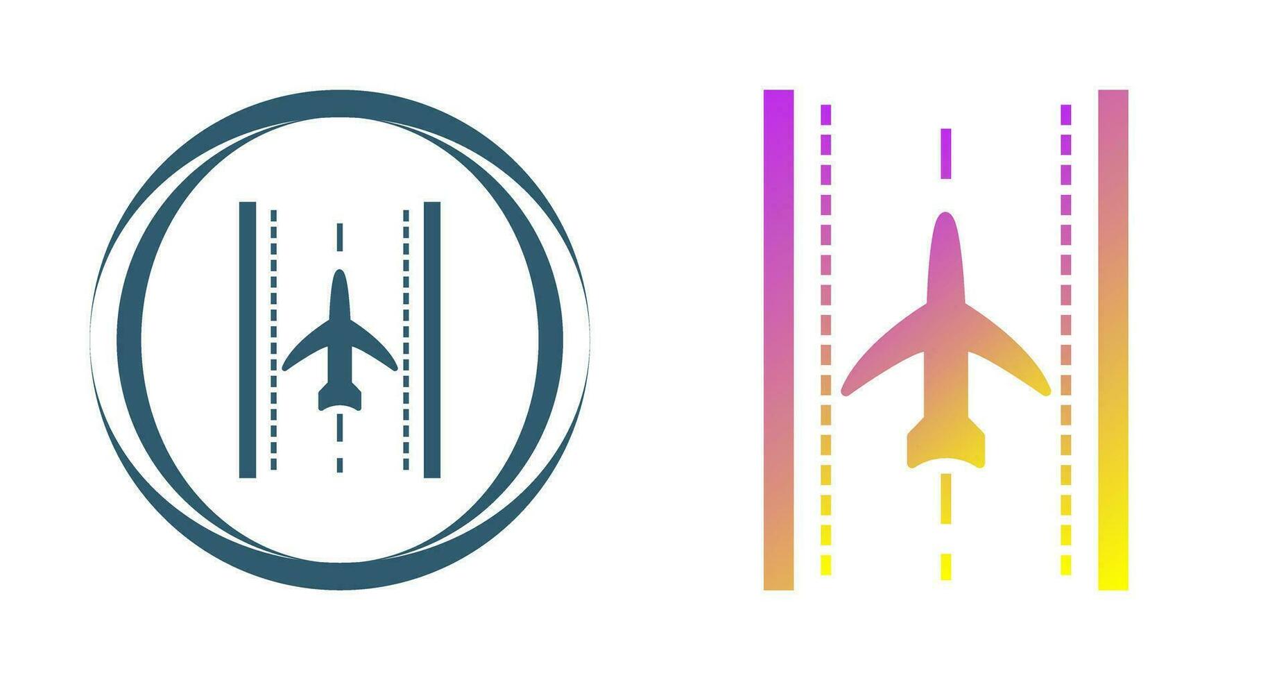 Flugzeug auf Landebahn-Vektorsymbol vektor