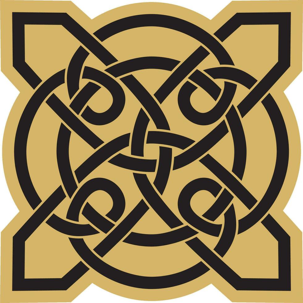 Vektor Gold und schwarz keltisch Knoten. Ornament von uralt europäisch Völker. das Zeichen und Symbol von das irisch, schottisch, Briten, Franken