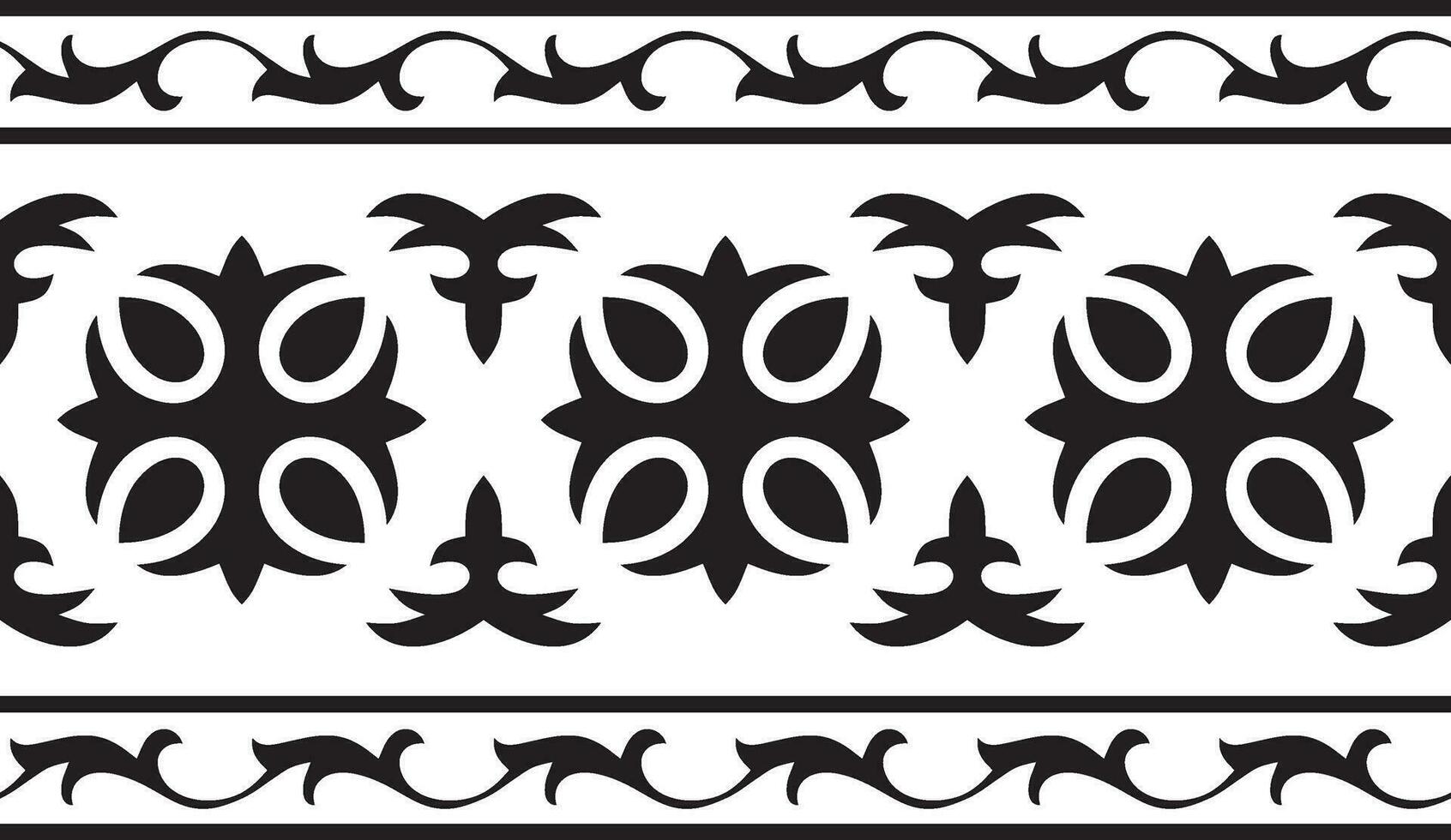Vektor schwarz einfarbig nahtlos kazakh National Ornament. ethnisch endlos Muster von das Völker von das großartig Steppe, .Mongolen, Kirgisen, Kalmücken, Burjaten. Rahmen Rand