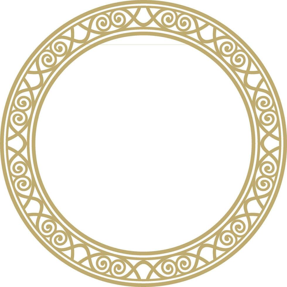 Vektor Gold runden klassisch Renaissance Ornament. Kreis, Ring europäisch Grenze, Wiederbelebung Stil Rahmen