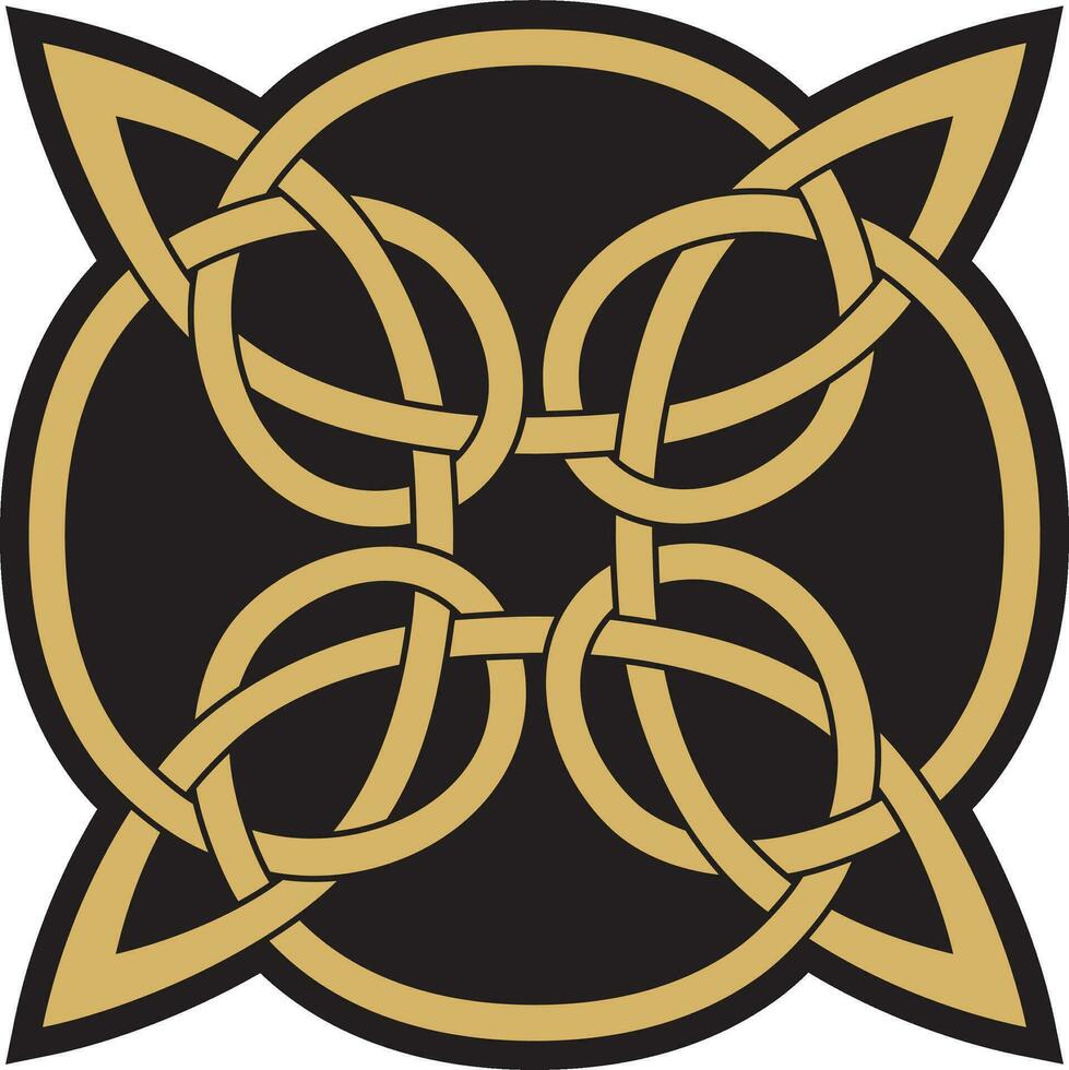 Vektor Gold und schwarz keltisch Knoten. Ornament von uralt europäisch Völker. das Zeichen und Symbol von das irisch, schottisch, Briten, Franken.