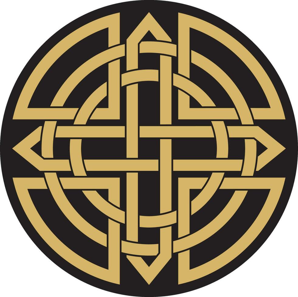vektor guld och röd celtic Knut. prydnad av gammal europeisk människors. de tecken och symbol av de irländska, skotter, britter, franks..