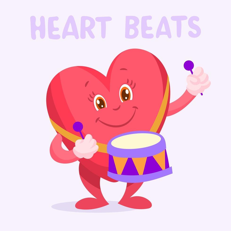 värld hjärta dag illustration med söt hjärta karaktär vektor
