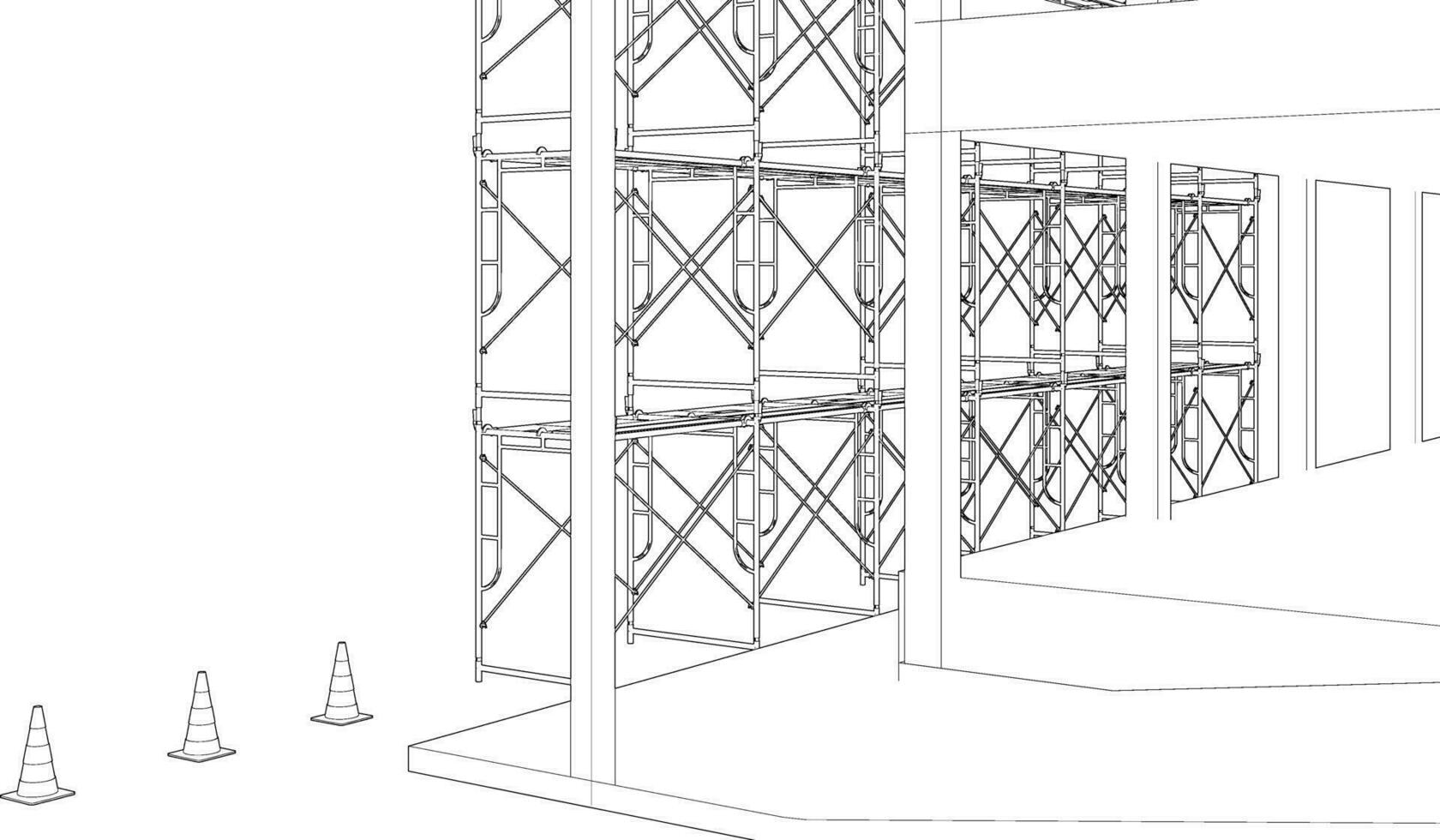 3d illustration av byggnad och konstruktion vektor