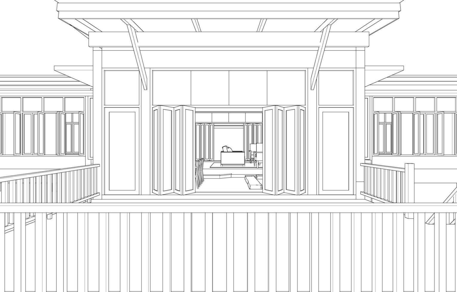 3d illustration av Kafé och bostads- projekt vektor