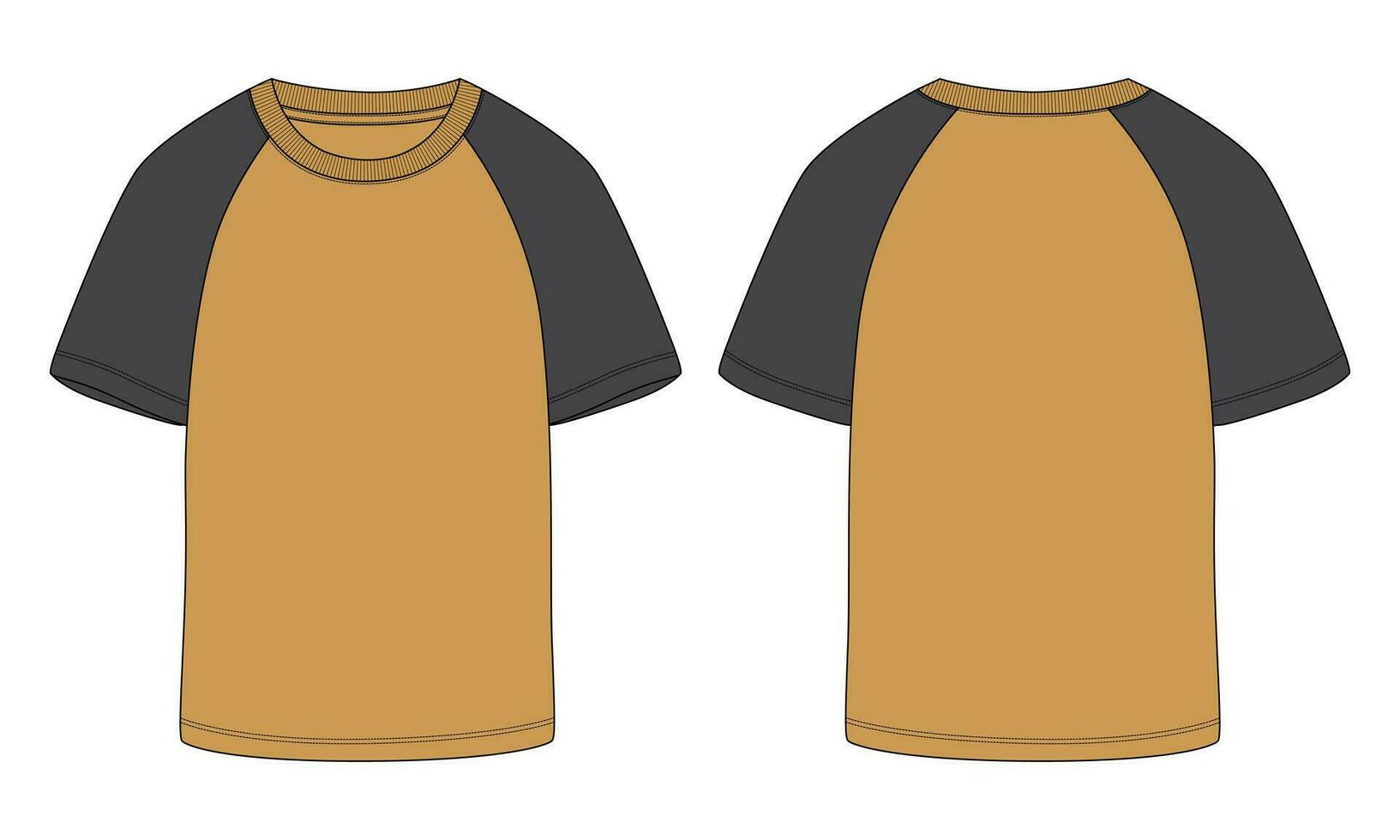 kurzarm t-shirt technische mode flache skizze vektor illustration vorlage vorder- und rückansichten.