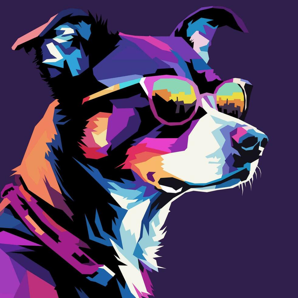 hund huvud dragen använder sig av wpap konst stil, pop- konst, vektor illustration.