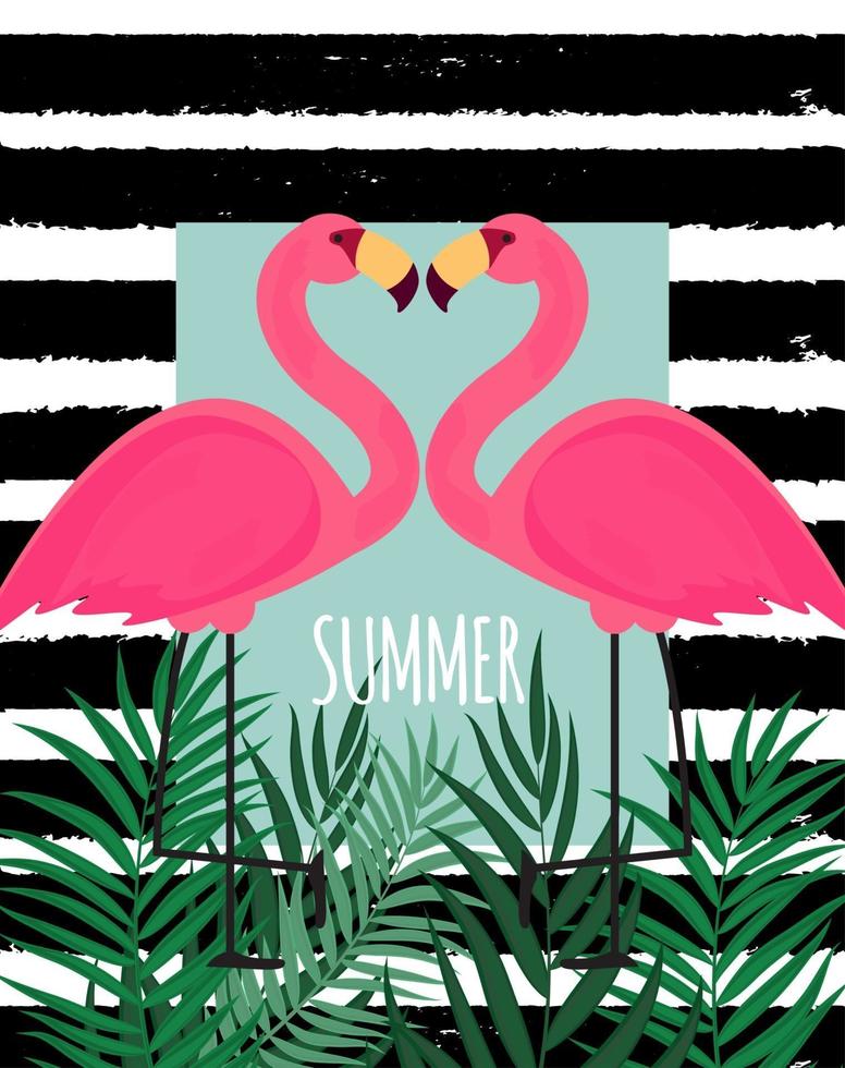 niedliche rosa Flamingo Sommer Hintergrund Vektor-Illustration vektor