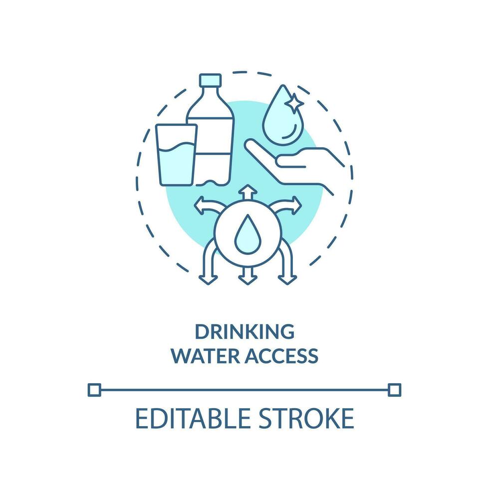 Trinken Wasser Zugriff Türkis Konzept Symbol. sauber aqua und Hygiene abstrakt Idee dünn Linie Illustration. isoliert Gliederung Zeichnung. editierbar Schlaganfall vektor